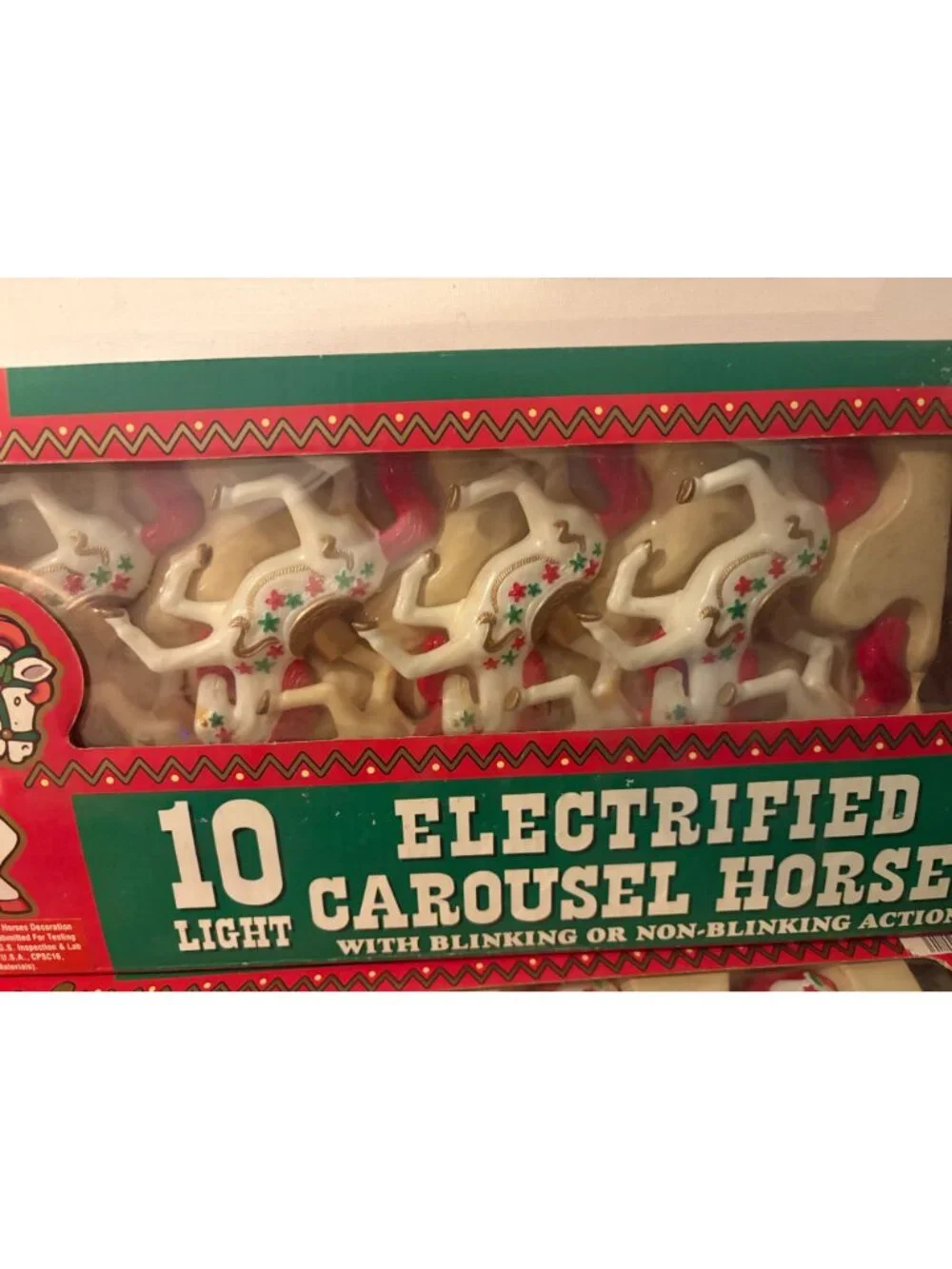 2 Sets of Vintage Electrified Carousel Horse 10 light Christmas Lights # 3359